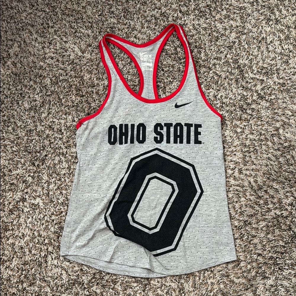 Nike Ohio State Gray Tank Top with Red Trim
